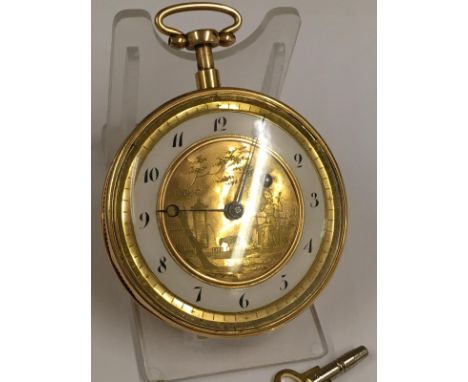 Antique 18ct solid gold plunge repeater verge fusee pocket watch, in working order and plunge repeat function working. A larg
