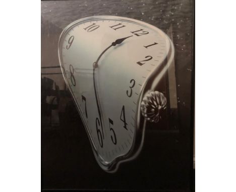 Framed print of a melting clock perhaps showing gravitational time dilation?62x77cm 