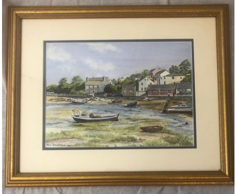 Framed WATERCOLOUR PAINTING of Cockwood Creek by the artist Ann Boultbee.  52 x 43cm 