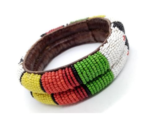 Native American hand woven leather BANGLE. 