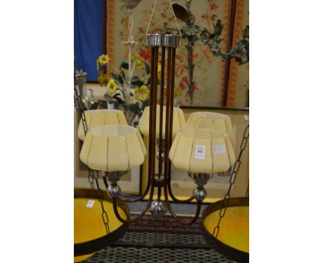 An Art Deco style five branch ceiling light.