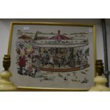 An embroidered picture.