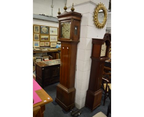 A 19th century oak long case clock with eight day movement, the painted square dial signed Pickell, Marlborough.