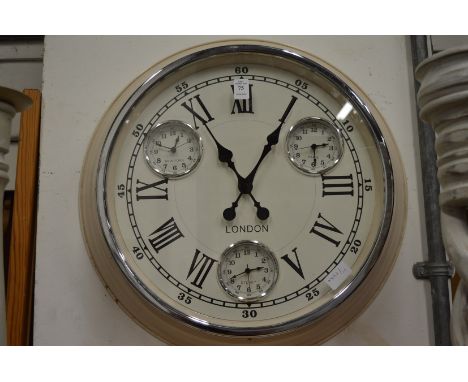 A large multi-dial clock.