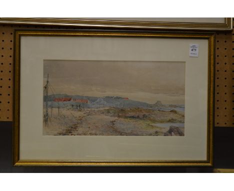 R Scott Murray, Mending the nets, watercolour, signed and dated 1905.