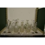 Cut glass decanters etc.