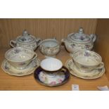 Floral decorated tea for two and a porcelain cup and saucer.