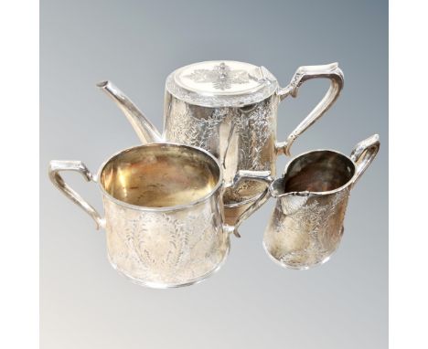 A Walker &amp; Hall three piece plated tea service 