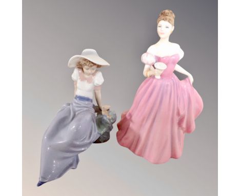 A Royal Doulton figure - Congratulations to you, HN4306, together with Nao figure of a seated lady 