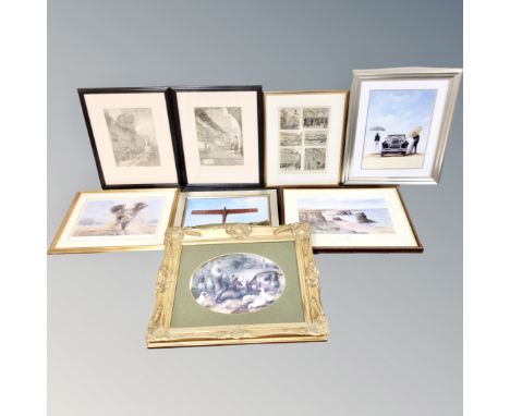 Eight pictures to include I Lindsay Angel of the North, Paul Apps signed print Spirit of Freedom etc 