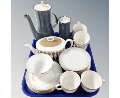 A tray of Poole pottery teapot and jug, Susie Cooper bone china Diablo teapot together with twenty pieces of Royal Doulton Be
