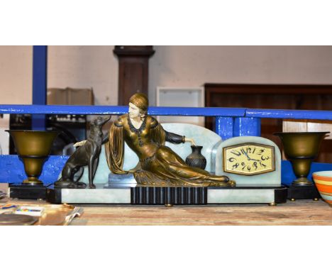 A SUBSTANTIAL ART DECO 3 PIECE GARNITURE SET     