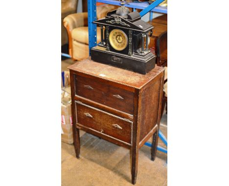 OAK UNIT &amp; VICTORIAN SLATE MANTLE CLOCK     