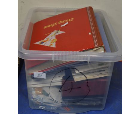 BOX WITH VARIOUS ALBUM FOLDERS &amp; FIRST DAY COVERS     