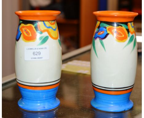 PAIR OF 6" CLARICE CLIFF VASES     