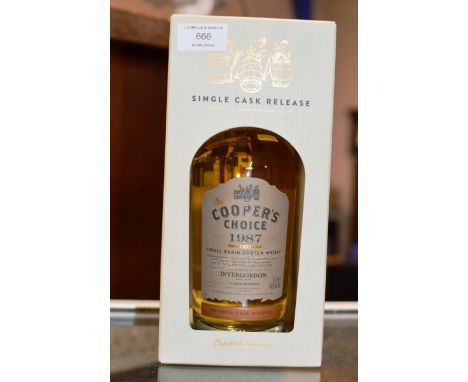 INVERGORDON THE COOPER'S CHOICE 1987 SINGLE CASK RELEASE SCOTCH WHISKY, WITH PRESENTATION BOX - 700ML, 49.5% VOL     