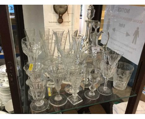 Group of antique glassware to include cut glass decanter and other antique drinking glassesCondition report: The taller decan