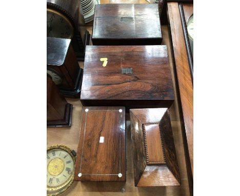 Four Victorian rosewood boxes, including a sarcophagus form caddy