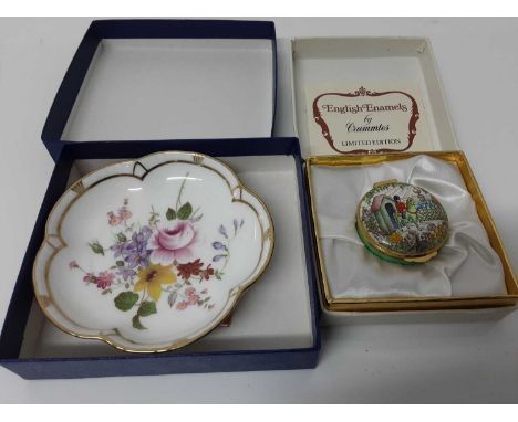 Crummles limited enamel box - The Chelsea Box 1985, number 158, boxed, Royal Crown Derby Posies dish, boxed, six pieces of W.