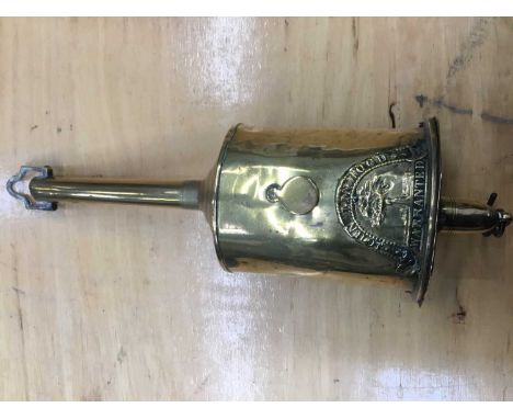 19th century brass fireside spit engine, by John Linwood, 36cm high