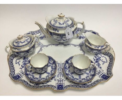 Two Royal Crown Derby porcelain teasets on trays, one on blue ground, the other on red, 22 piecesCondition report: Both sets 