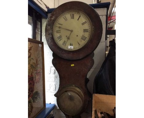 Unusual 19th Century mahogany cased wall clock and barometer, for restoration