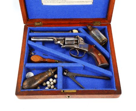 19th Century Birmingham proof spurless double action polished finish 5 shot percussion revolver engraved "Adams, London", "10