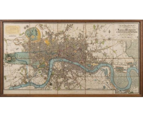 LONDON : Darton, William - An Entire New Plan of the Cities of London & Westminster, & Borough of Southwark ... (etc), hand c