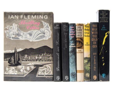 JAMES BOND : a collection of 8 hardbacks inc. Life of Ian Fleming, first,1966, VG/VG. Diamonds Are Forever and Dr No both fir