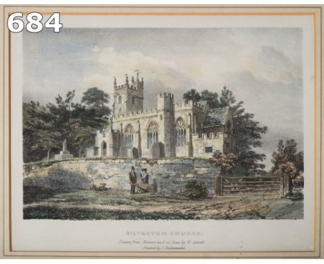 SPREAT, W - Silverton Church : hand coloured lithograph, 220 x 150 mm, f &amp; g, 1842. With a collection of mainly 19th cent