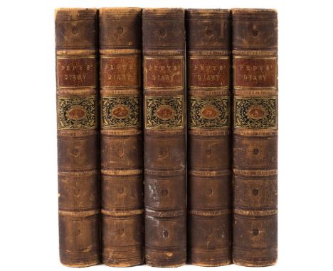 PEPYS, Samuel - Diary and Correspondence : with life and notes by Richard Lord Braybrooke, 5 vols, illust, full calf contrast