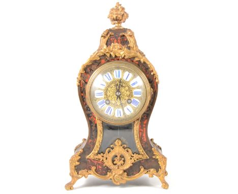 A French Boulle-effect balloon shape mantel clock, the cylinder movement striking on a gong, stamped A&amp;N 64196, with pend