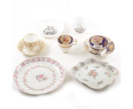 Three books on New Hall porcelain, together with another book of ceramics; and a small collection of early 19th Century china