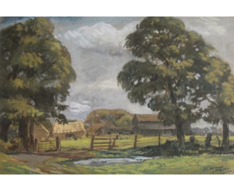 A G Homer, Farm landscape, watercolour, signed and dated 29 Aug 1951, 27 x 37cm; and another watercolour by Charles Light, me