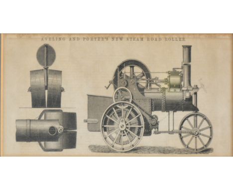 Two Victorian prints of traction engines, 'S-H.P. Self-Propelling Agricultural Engine, by Garrett and Sons, Leiston Works, Su