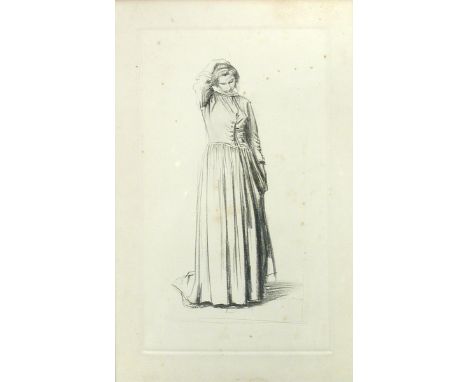 § Augustus Edwin John, OM, RA (British, 1878-1961) Dorelia standing, her right arm raised above her head etching 33 x 21cm (1