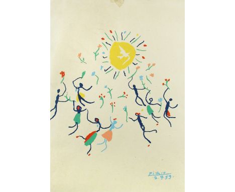 § Pablo Picasso (Spanish, 1881-1973) Dancing Around the Sun signed lower right within the print "Picasso / 2.7.59" lithograph