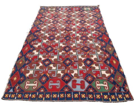 A vintage Uzbek embroidered kilim, circa 1950, size 282 x 156 cm