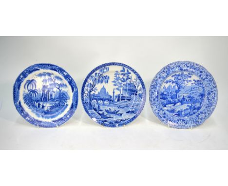 Dillwyn & Co, Swansea - a blue and white transfer printed plate decorated in the Chinoiserie style with two figures, one with