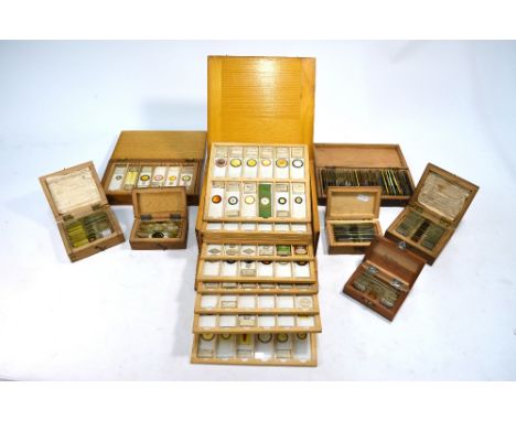 An interesting collection of microscope slides, Victorian and later, including Diatomaceae and other natural history, microme