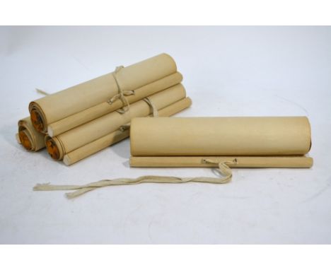 Four Chinese scroll pictures and eight Chinese blue and white dishes  (12) Condition Report Please note that this is a group 