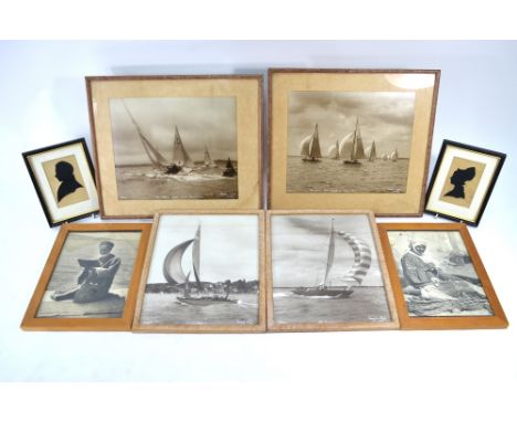 Four vintage photographs of sailing boats including two 1952 Dragon Class Regatta subjects, by Beken & Son of Cowes, to/w two