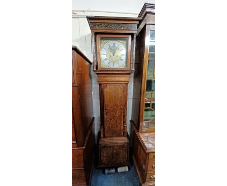 A George III oak and mahogany crossbanded longcase clock the brass dial signed Richardson, Weverham, with silvered chapter ri