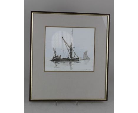 David Brackman (1932-2008), sketch of sailing boats, ink and wash, signed and dated 84, 18cm by 20.5cm