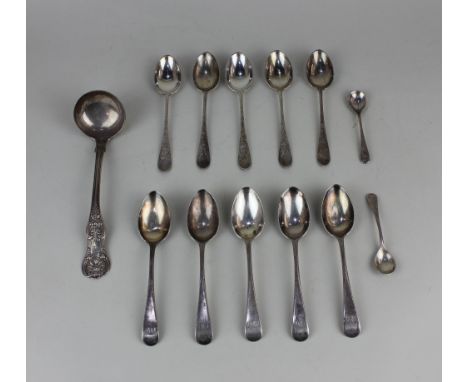 A set of five Edward VII Scottish silver teaspoons with engraved handles maker Lawson Glasgow 1907 a set of five Victorian si