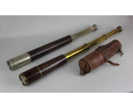 A Second World War three drawer telescope marked TEL. SCT. RECT. MK. II s 17990 O.S 126 G.A, in leather case, together with a