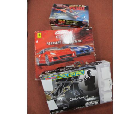 Two Slot Car Racing Sets, comprising of Carrera #62213 Ferrari Challenge, Micro Scalextric Quantum of Solace (missing Aston M