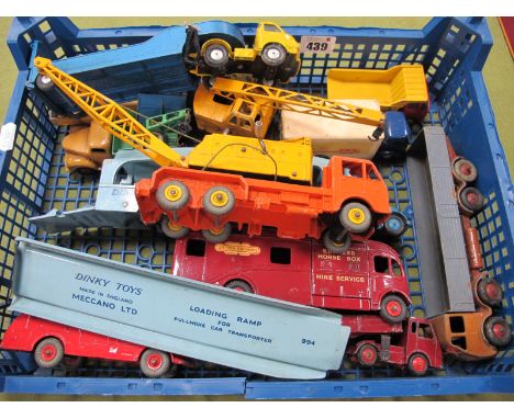 Twelve Diecast Model Vehicles by Dinky, Corgi, to include Supertoys #955 fire engine, #582 Pullmore car transporter with ramp