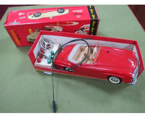 A Boxed Schuco 2095 Clockwork Tinplate Model Mercedes 190 SL, red bodywork, windscreen damages, chipping/scratches to paintwo