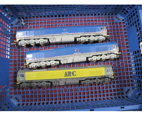 Three Lima "OO"Gauge Class 59 Diesel Locomotives, comprising of ARC, R/No 59 101, 'Village of Whatley', National Power, R/No 